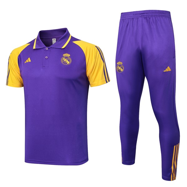 Polo Real Madrid Conjunto Completo 2024/25 Purpura Amarillo